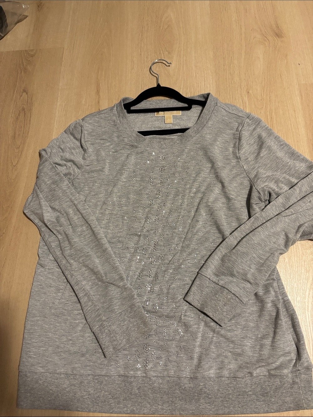 Michael Kors Women's Grey Crewneck Sweater with Subtle Embellishment